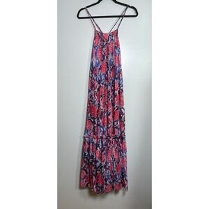 FUZZI Floral Print Tiered Maxi Dress Medium Multicolor NEW Sheer Italy Designer